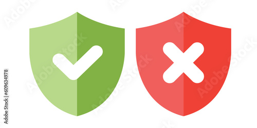 Protection green checked mark and unprotected icon