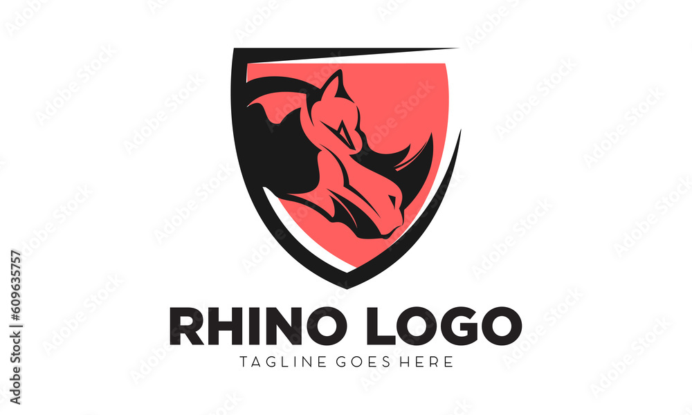 Rhino and shield symbol vector logo Rhino and shield symbol vector logo