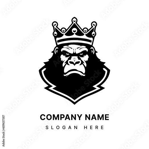 Majestic gorilla logo design with intricate hand drawn details, showcasing strength, power, and wild beauty. A symbol of primal energy and untamed spirit. Generative AI