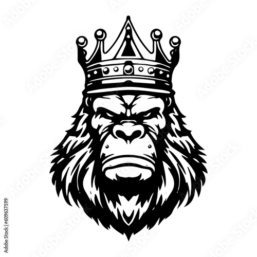 gorilla hand drawn logo design illustration Generative AI photo