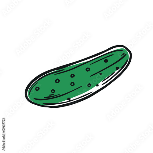 Green cucumber on white background