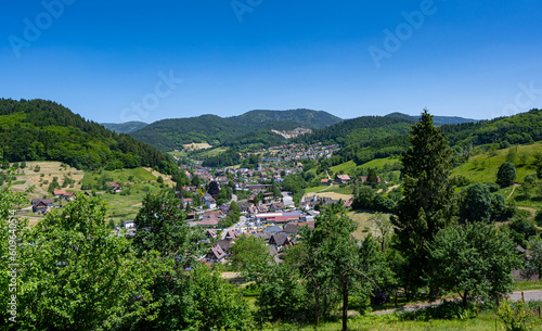 View of Ottenhoefen in the acher valley. Black Forest, Baden-Wuerttemberg, Germany, Europe photo