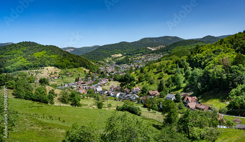 View of Ottenhoefen in the acher valley. Black Forest, Baden-Wuerttemberg, Germany, Europe photo