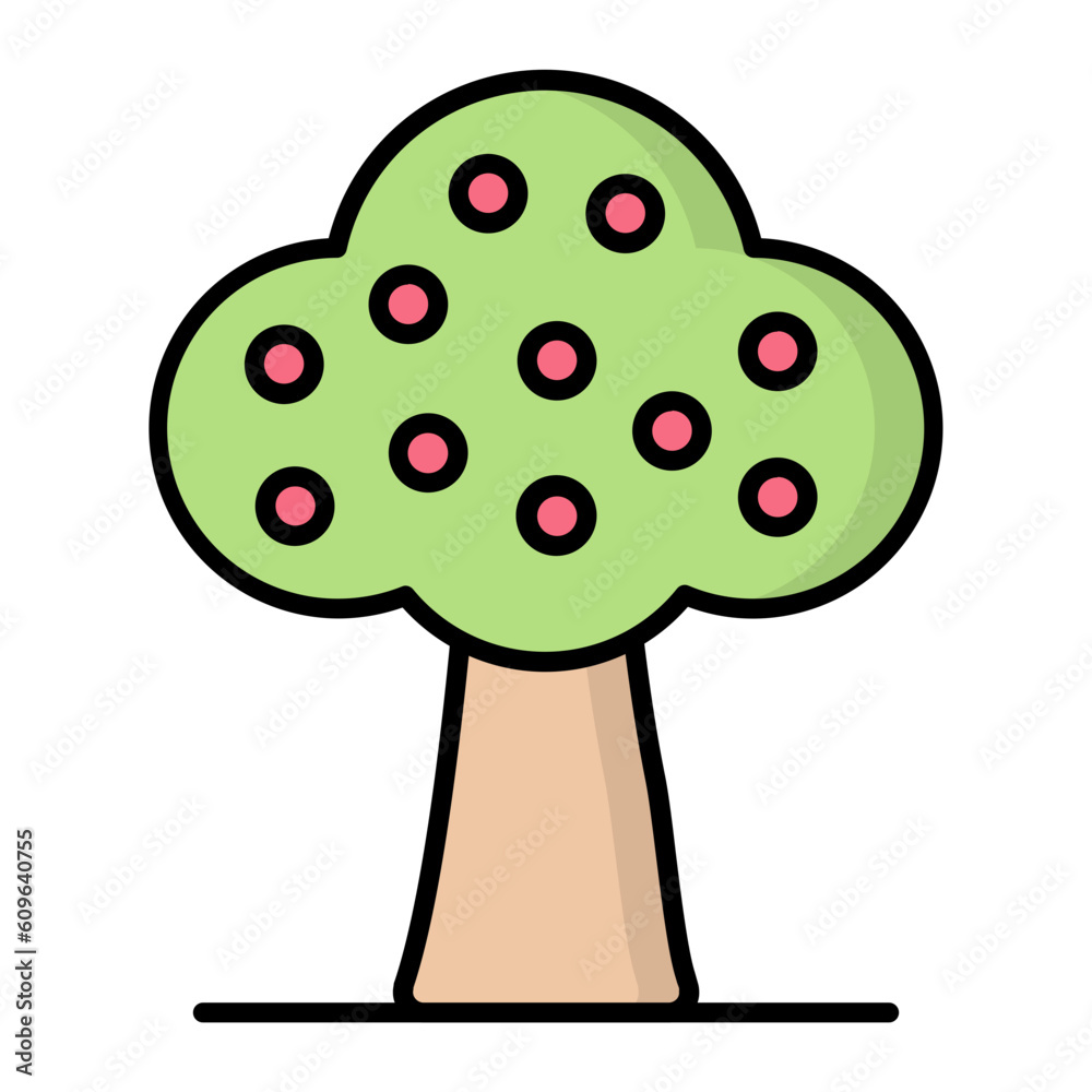 Fruit Tree Line Color Icon Fruit Tree Line Color Icon