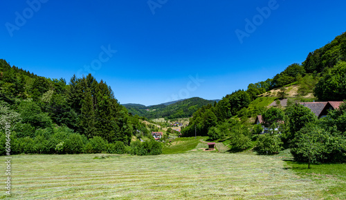 View of Ottenhoefen in the acher valley. Black Forest, Baden-Wuerttemberg, Germany, Europe photo
