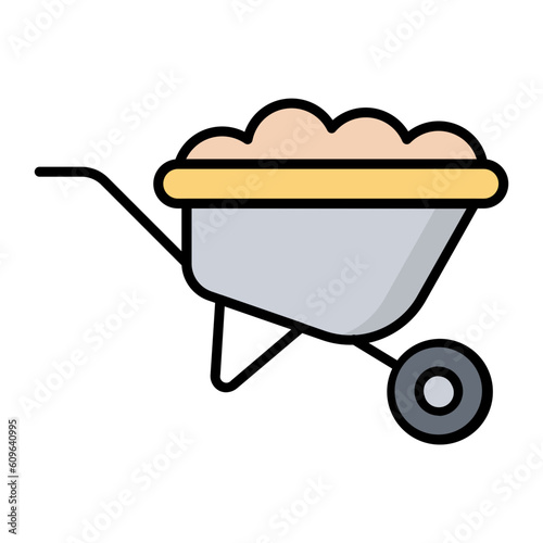 Wheel Barrow Line Color Icon