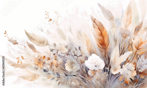 Watercolor vector flowers on a white background