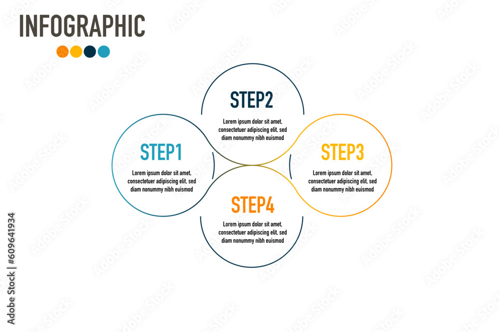 4 segments circular diagram concept. Infographic business design.  Circle vector. 