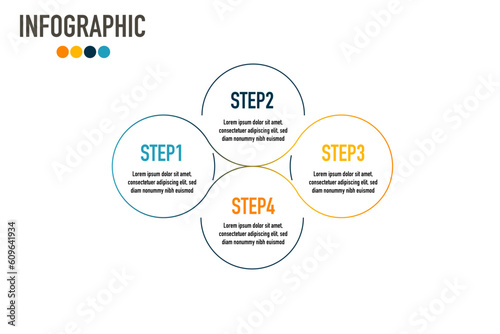 4 segments circular diagram concept. Infographic business design.  Circle vector. 