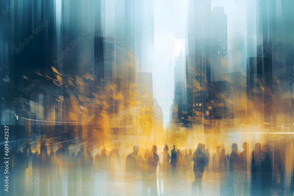 Fototapeta premium Dynamic city environment. Multiple exposures. Abstract business background