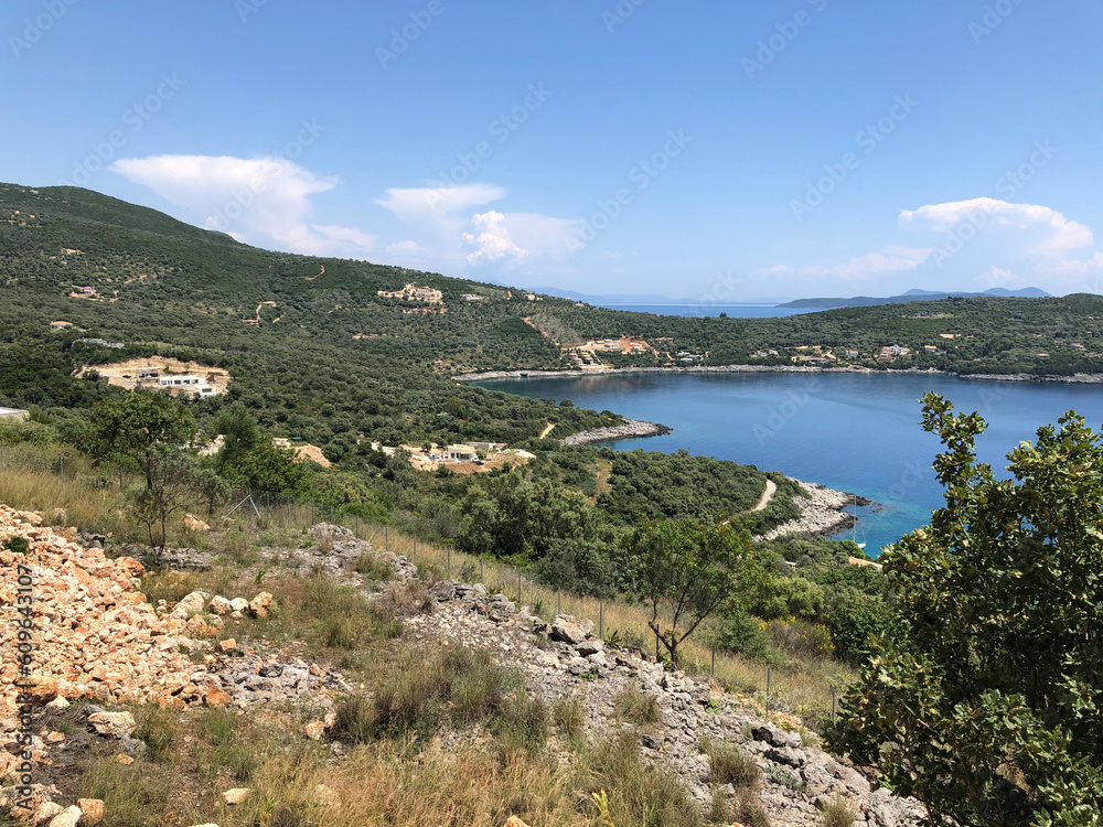 Panoramic view on the island of Lefkas in Greece