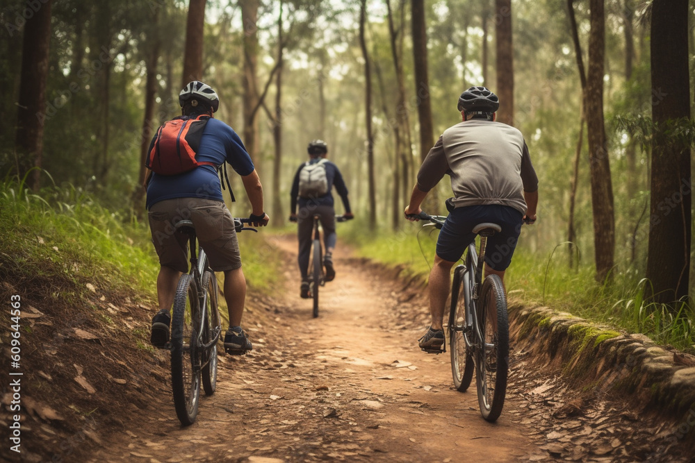 Two friends cycling together on a scenic trail, Friends, Friendship day Generative AI Two friends cycling together on a scenic trail, Friends, Friendship day Generative AI