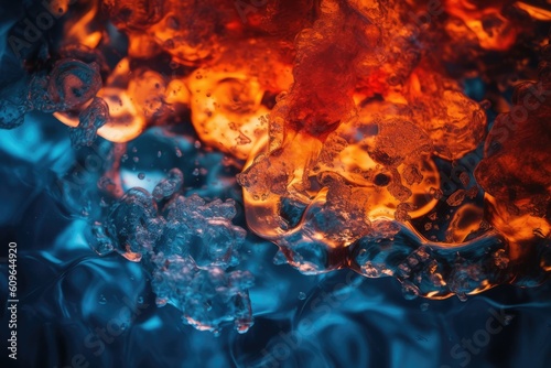 Fiery tones of the flames juxtaposed with the cool blue hues of the ice. Generative AI