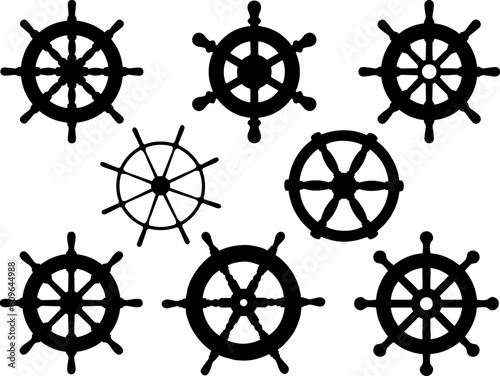 Set of Ship Wheels Silhouette photo