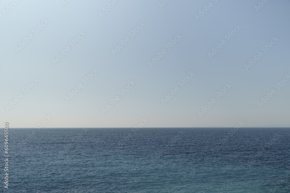 Mediterranean sea background with clear blue sky