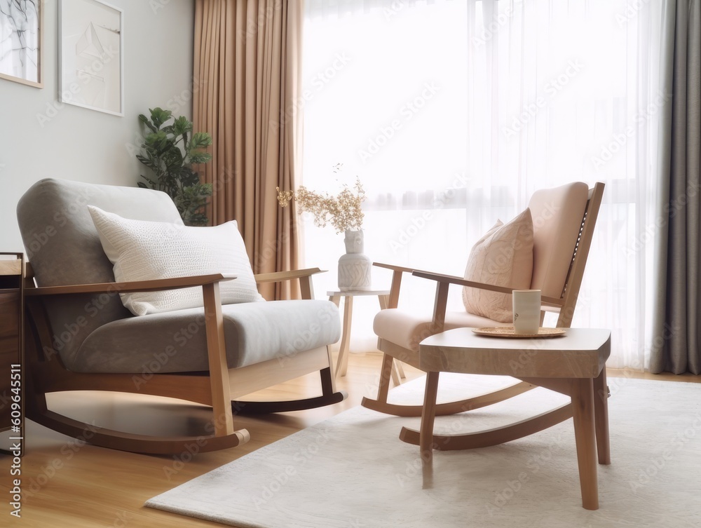 Comfortable living room with rocking chair. Generative AI Comfortable living room with rocking chair. Generative AI
