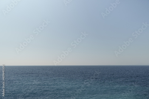 Mediterranean sea background with clear blue sky