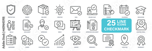 Checkmark thin line icons. Editable stroke. For website marketing design, logo, app, template, ui, etc. Vector illustration.