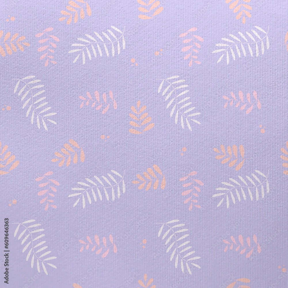 seamless pattern with plants pastel colors cute