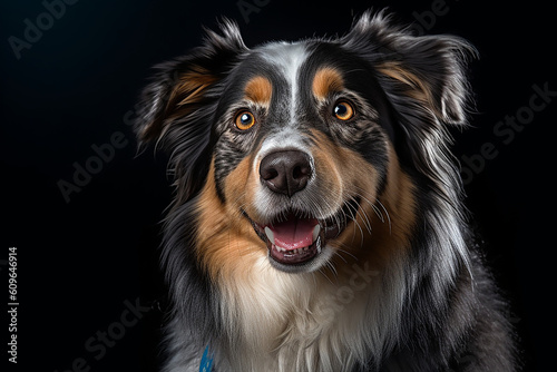 portrait of a Australian Sheperd dog with black background © GHArtwork