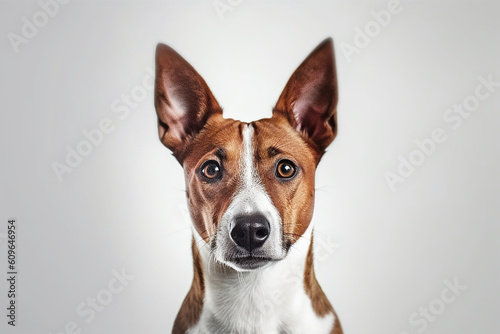 portrait of a Basenji Dog with white background © GHArtwork