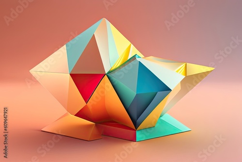 Abstract Geometric Orange Cube Generative AI