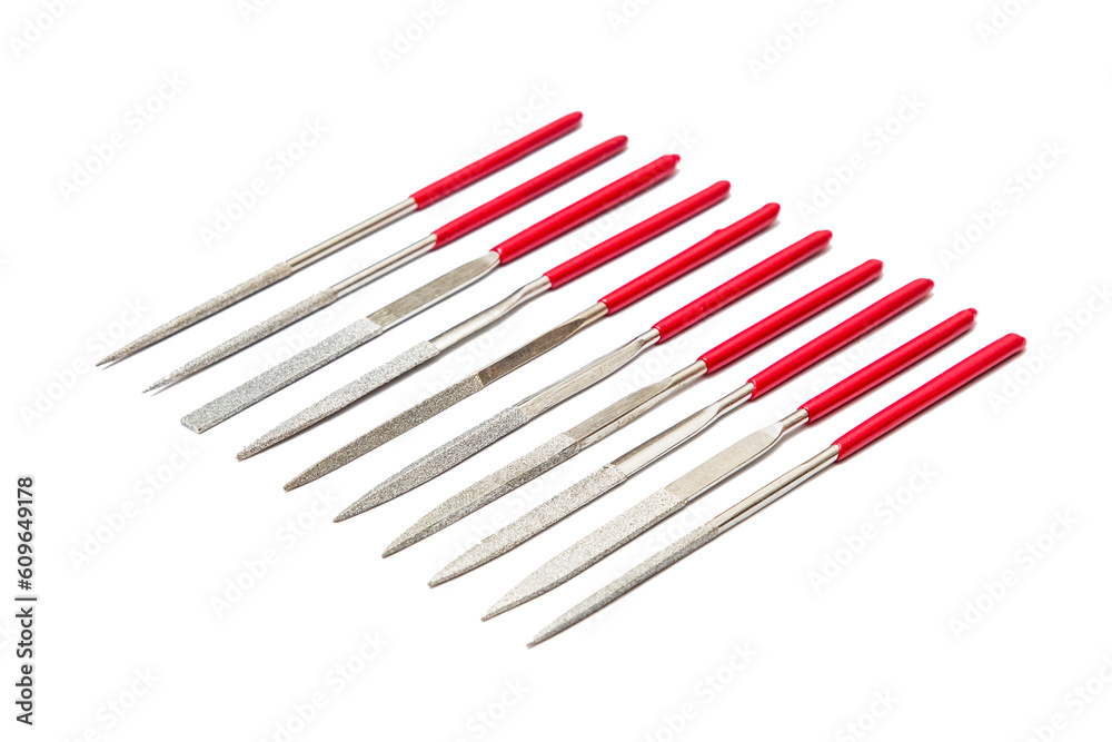 Set of diamond files on a white background Set of diamond files on a white background