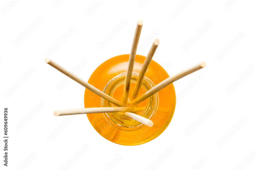 Aroma oil and sticks on a white background Aroma oil and sticks on a white background