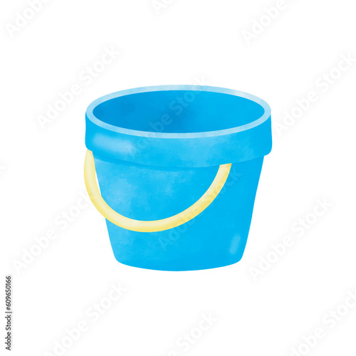 Sand bucket toy watercolor cartoon on white background vector illustration