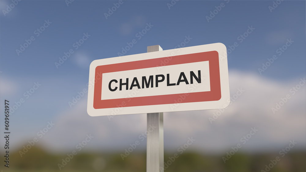 A sign at Champlan town entrance, sign of the city of Champlan. Entrance to the town of Essonne.