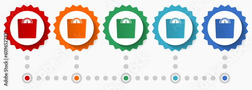 Weight vector icon set, colorful infographic template, set of flat design badge icons in 5 color options