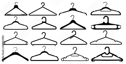 Set collections hanger silhouette icon. clothing symbol design vector illustration