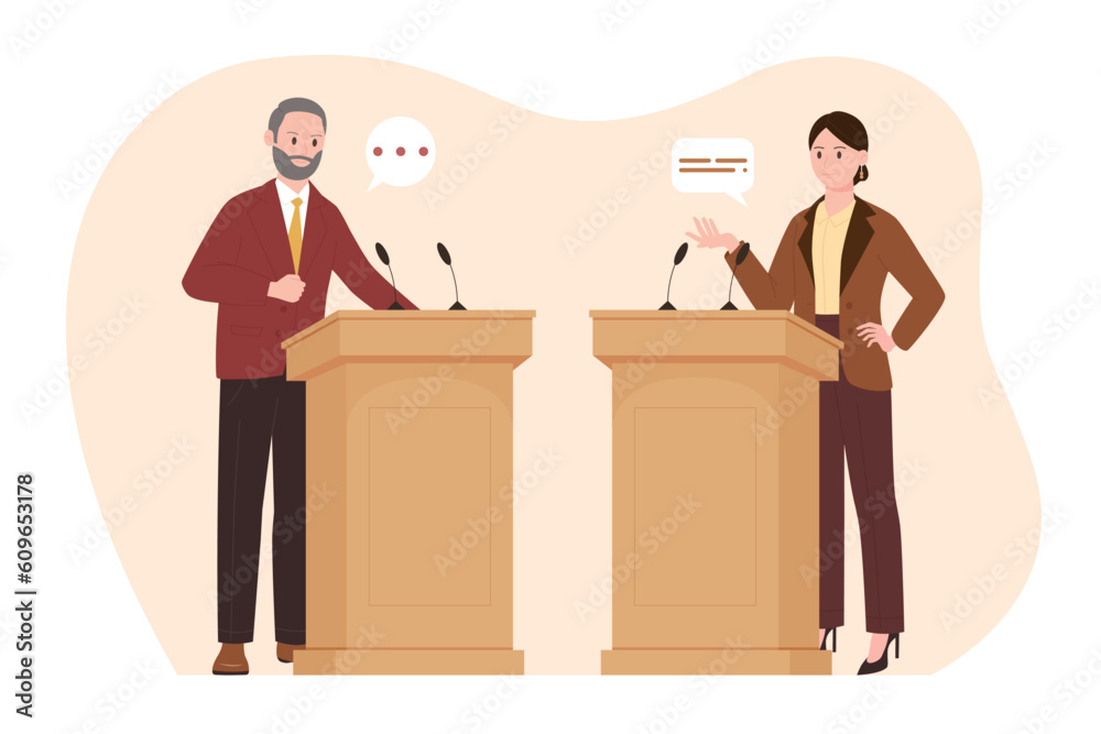 Stockvector Political debates between two politicians and leaders at