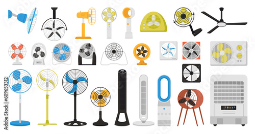 Fototapete Electric fan set vector illustration