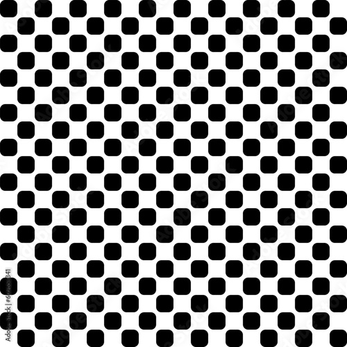 Black and white halftone dots square seamless pattern, vector background.