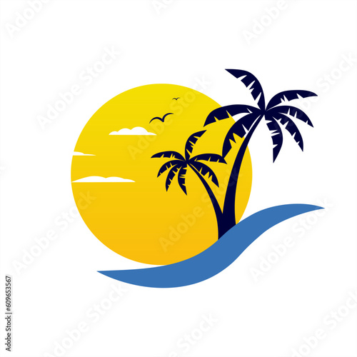 tropical island with trees