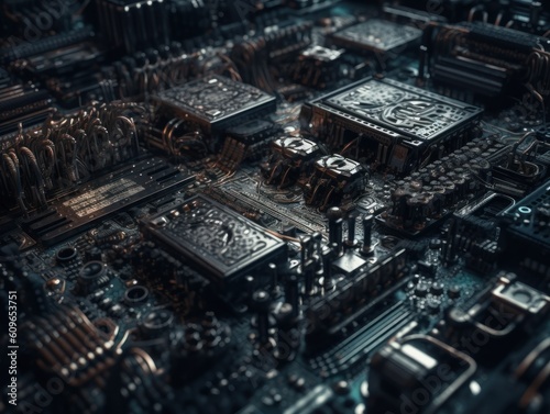 Technology circuit board pattern Motherboard industrial background Created with Generative AI technology