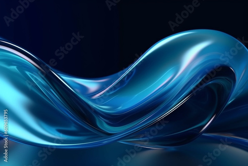 Abstract dark blue fluid twisted wavy background design, visual elements for background, Generative AI