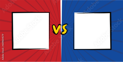 Versus comparison blank frame. Decorative battle cover with lettering. Vector illustration with divider and copy space for contestants. vs sign for sport banner, overlay game, competition, contest	