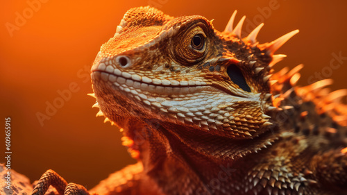 bearded dragon in detailed portrait view created with Generative AI technology