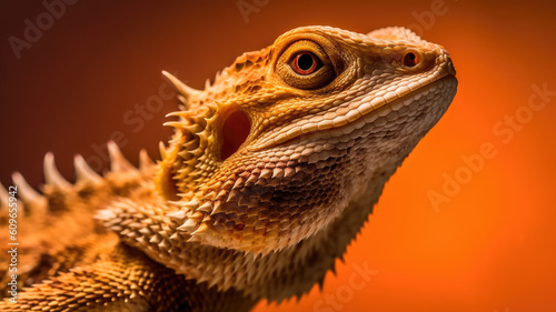 bearded dragon in detailed portrait view created with Generative AI technology