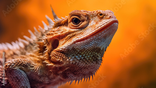 bearded dragon in detailed portrait view created with Generative AI technology