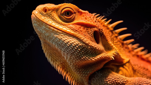 bearded dragon in detailed portrait view created with Generative AI technology © Robert Herhold