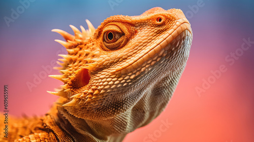 bearded dragon in detailed portrait view created with Generative AI technology