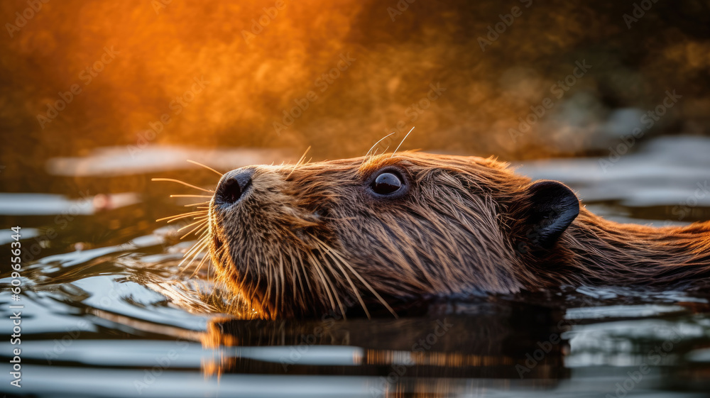 beaver in the sea created with Generative AI technology beaver in the sea created with Generative AI technology