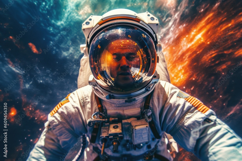 Astronaut Venturing into a Distant Space Galaxy Astronaut Venturing into a Distant Space Galaxy