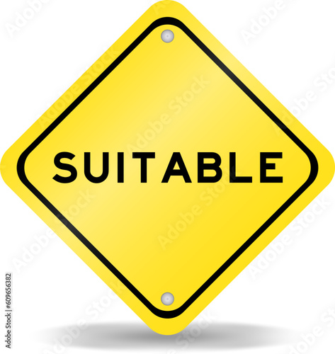 Yellow color transportation sign with word suitable on white background
