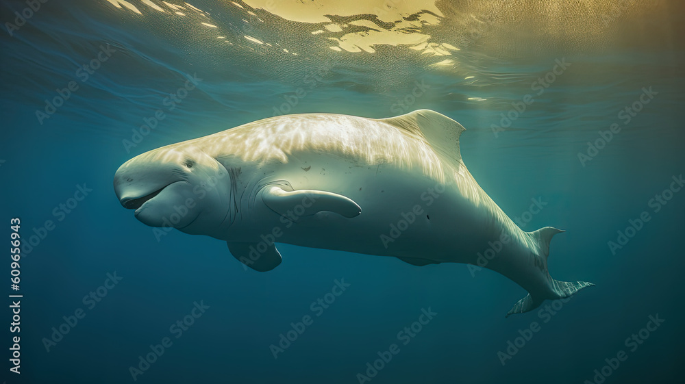 Fototapeta premium beluga whale in the ocean created with Generative AI technology
