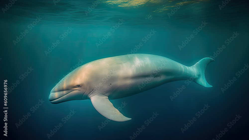 beluga whale in the ocean created with Generative AI technology beluga whale in the ocean created with Generative AI technology