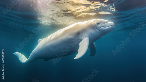beluga whale in the ocean created with Generative AI technology © Robert Herhold